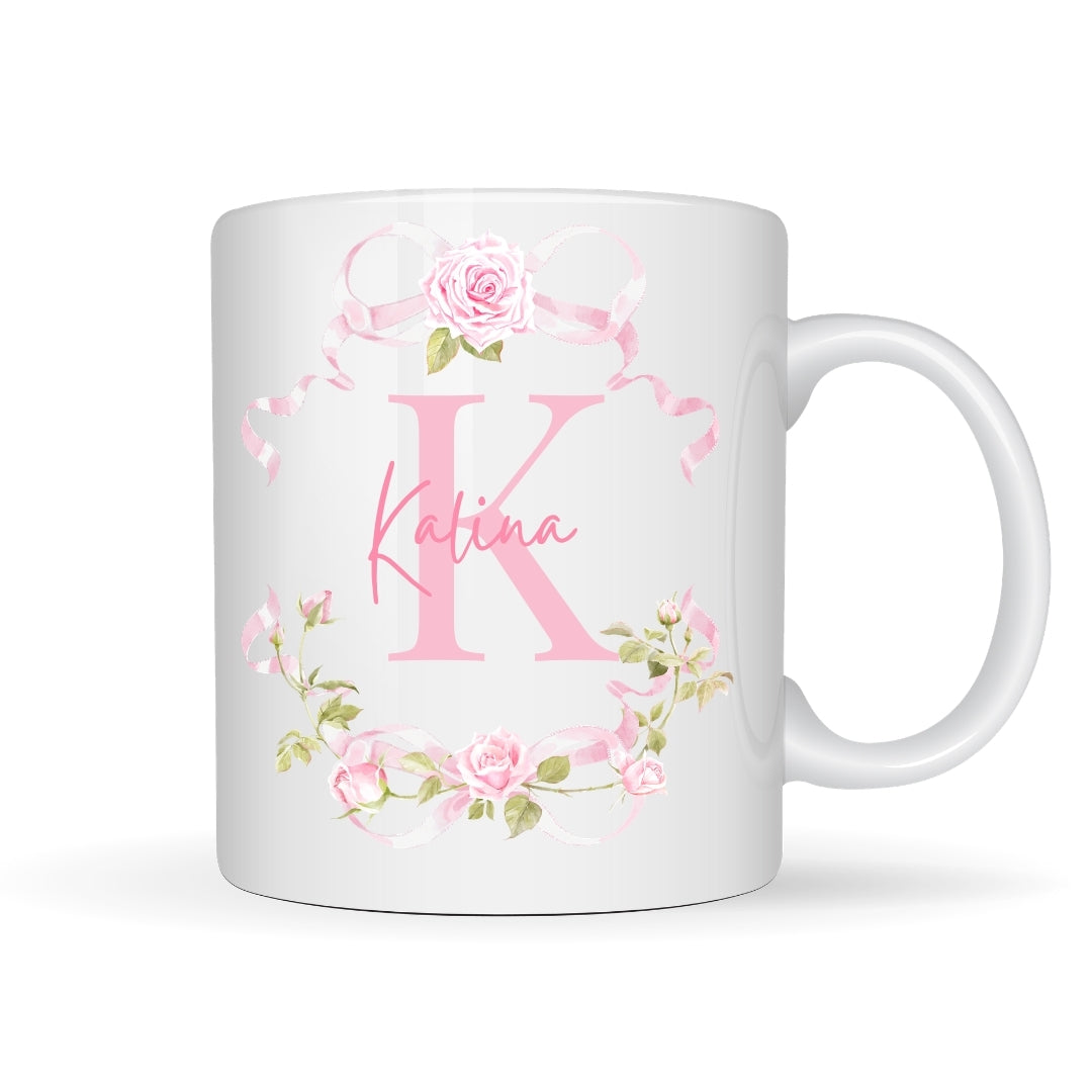 Personalised Pink Roses Mug Gift | Friend Mum Sister Gift