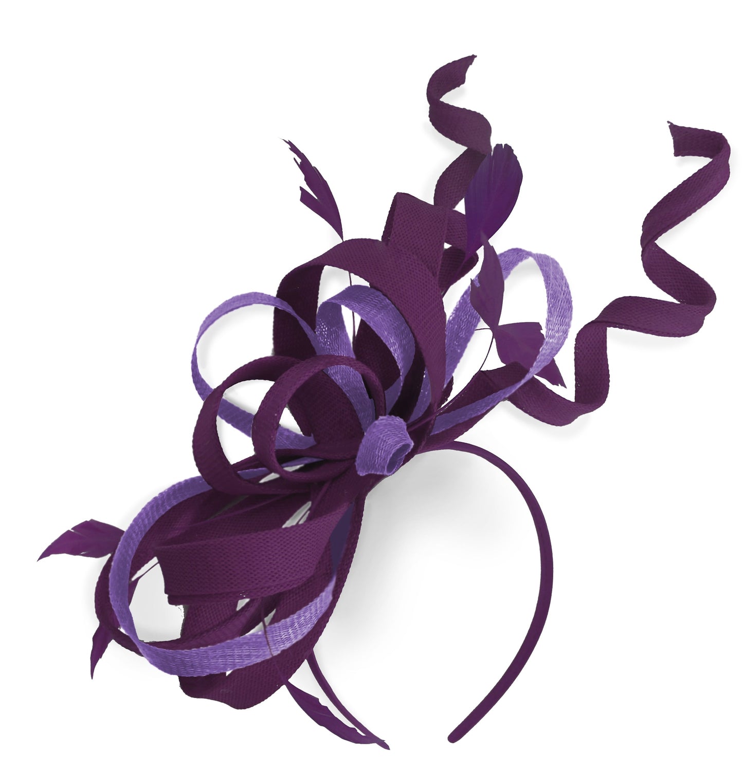 Caprilite Plum and Lavender Wedding Swirl Fascinator Headband Alice Band Ascot Races Loop Net