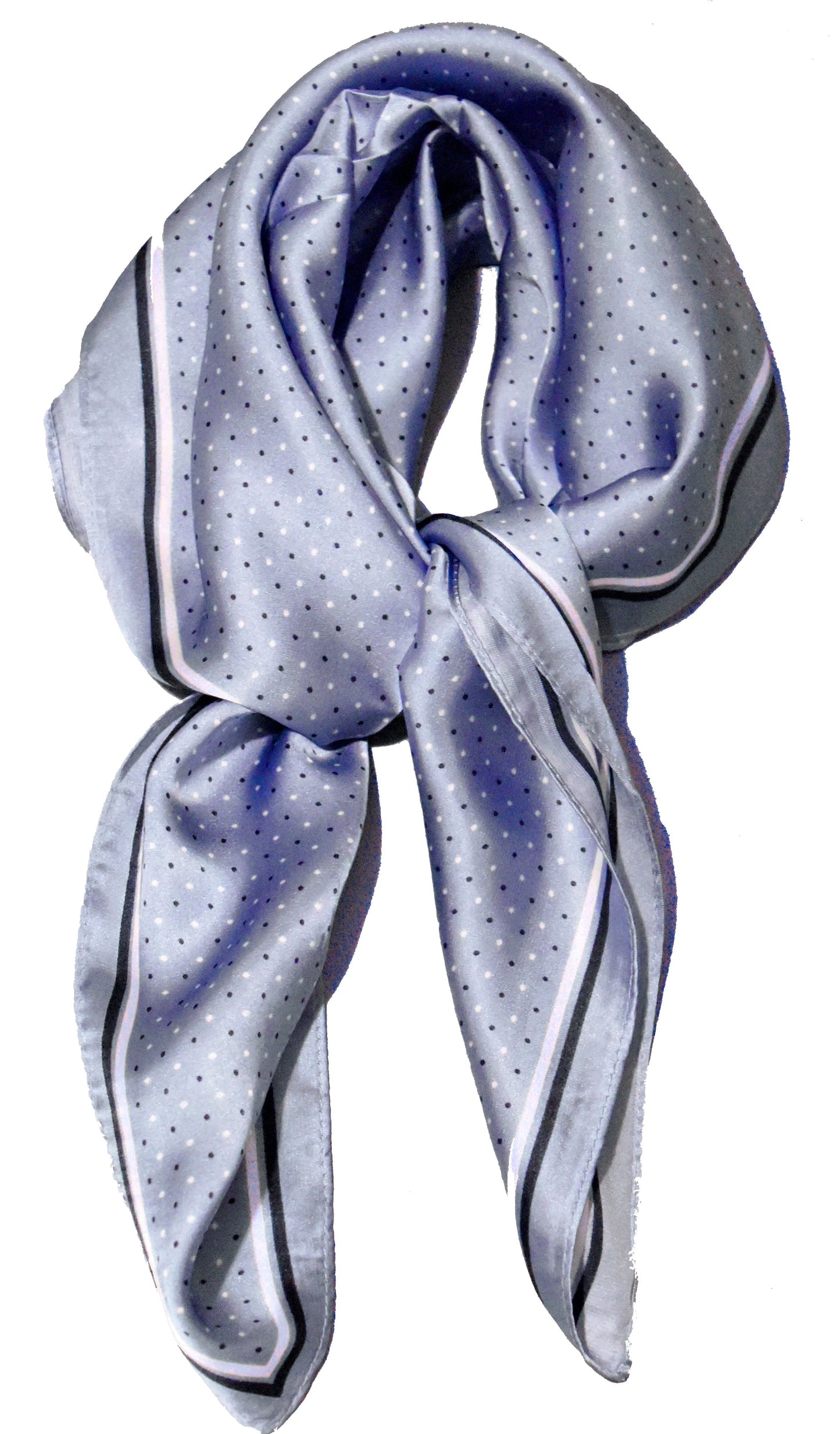 Cornflower Blue Polka Dot Womens Scarf Thin Silky for Summer and Spring