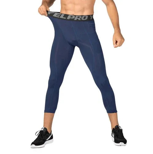 Men's 3/4 Compression Sports Leggings - Flexible Running Tights