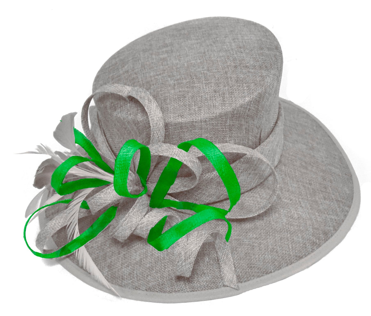 Silver Grey and Jade Green Large Queen Brim Hat Occasion Hatinator Fascinator Weddings Formal