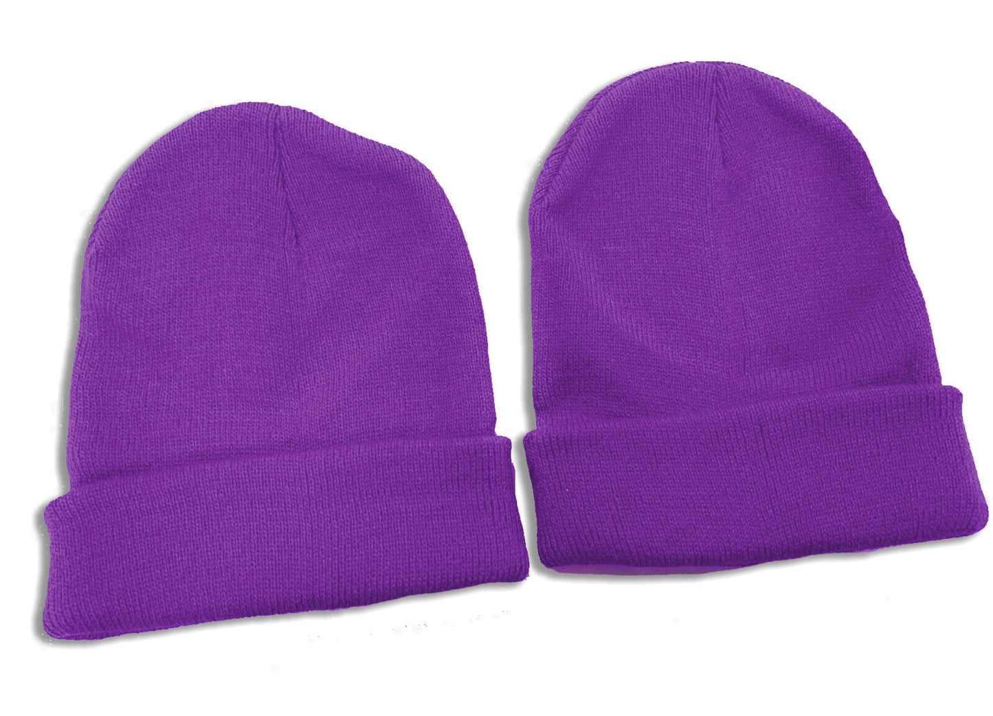 2 X Kids Childrens Beanie Hats Small Age 4-10 School Uniform - Purple