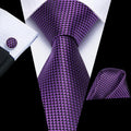 Purple Geometric Silk Tie - With Matching Cufflinks & Pocket Square