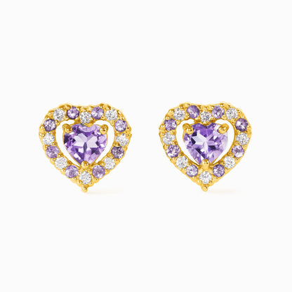 Purple Heart Lavender Amethyst Stud Earrings in 18k Gold Vermeil