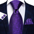 Purple Paisley Silk Tie - With Matching Cufflinks & Pocket Square