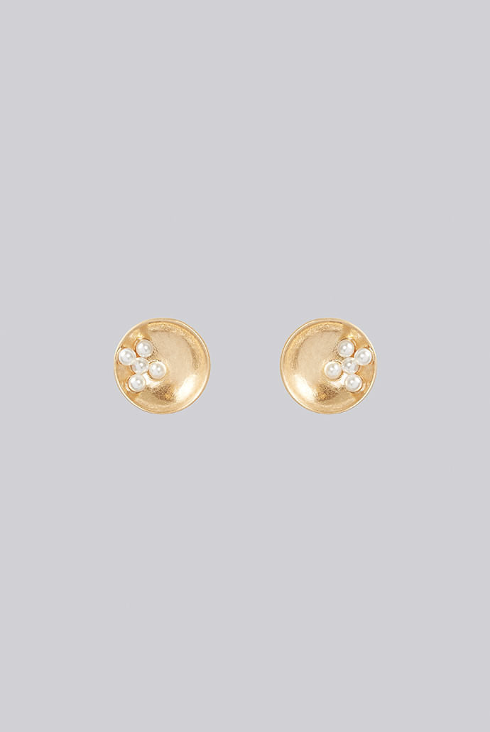 Louche Rabmag Gold And Pearl Oversized Stud Earring