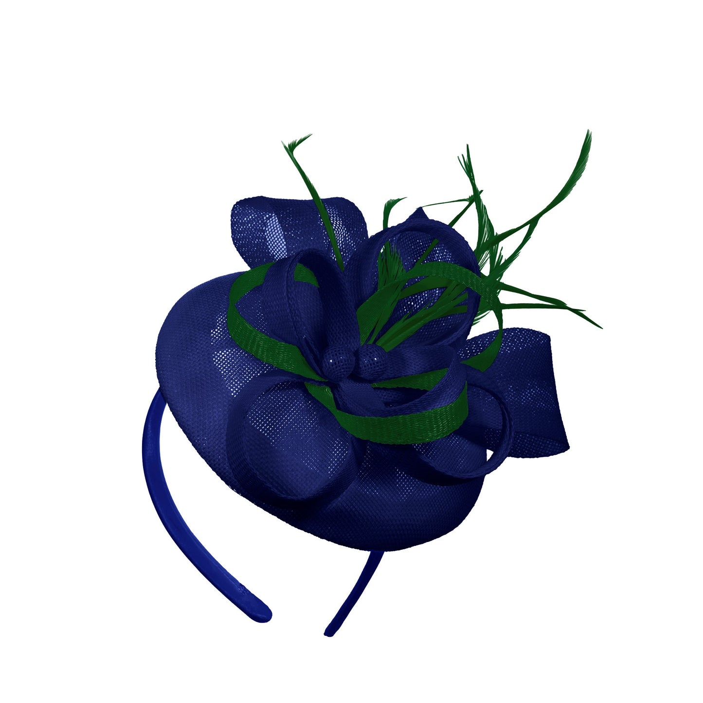 Royal Blue Green Mix Round Pillbox Bow Sinamay Headband Fascinator Weddings Ascot Hatinator Races