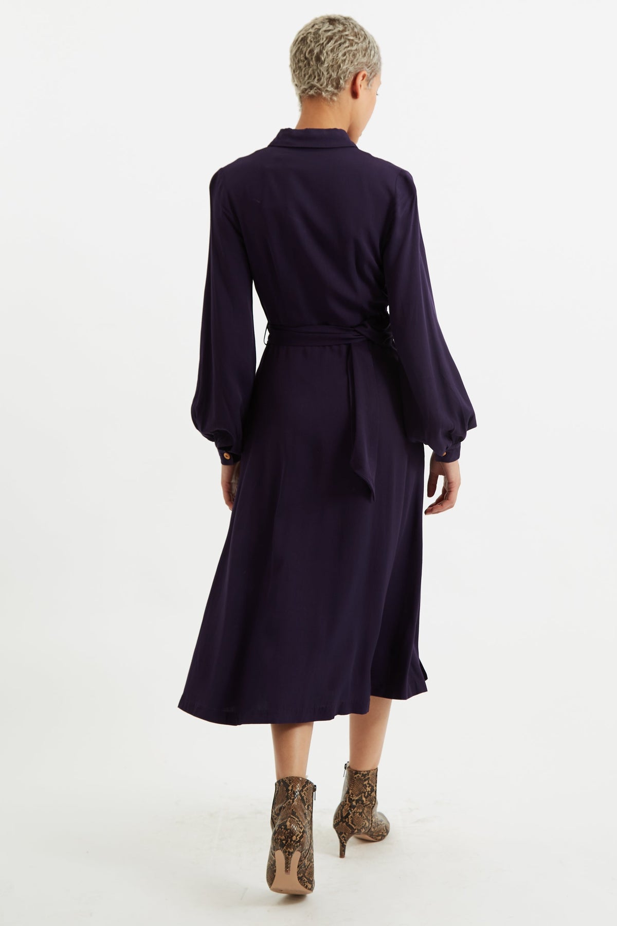 Rebecka Twill Long Sleeve Midi Dress