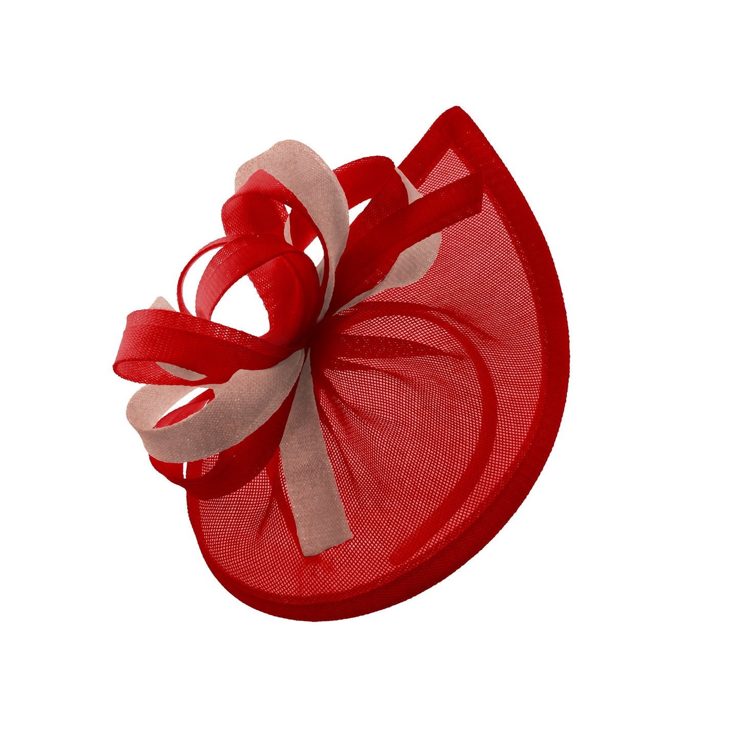 Caprilite Vegan MoonMix Hoop Fascinator Hat on Headband Wedding Ascot Races Bespoke Sinamay Disc - Red Dusty Pink