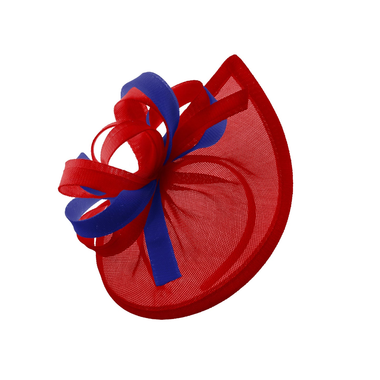 Caprilite Vegan MoonMix Hoop Fascinator Hat on Headband Wedding Ascot Races Bespoke Sinamay Disc - Red Royal Blue
