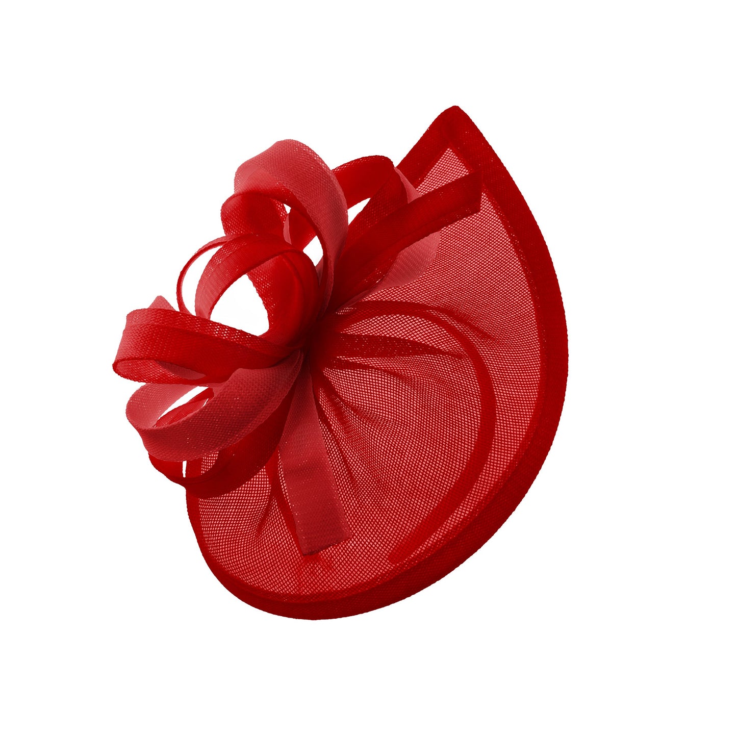 Caprilite Vegan MoonMix Hoop Fascinator Hat on Headband Wedding Ascot Races Bespoke Sinamay Disc - Red Red