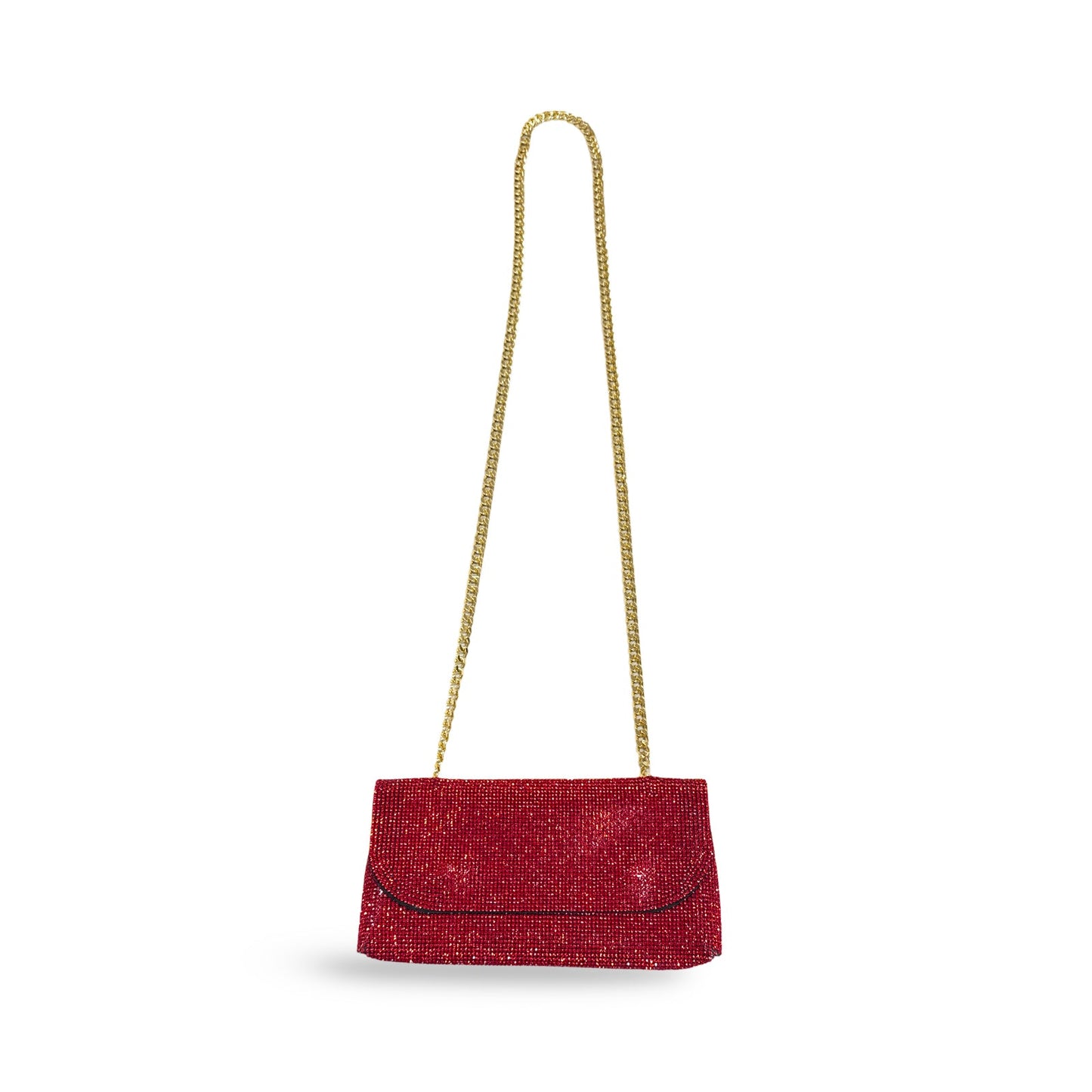 Caprilite Small Crossbody Bag Sparkly Crystal Clutch Fold Handbag Red