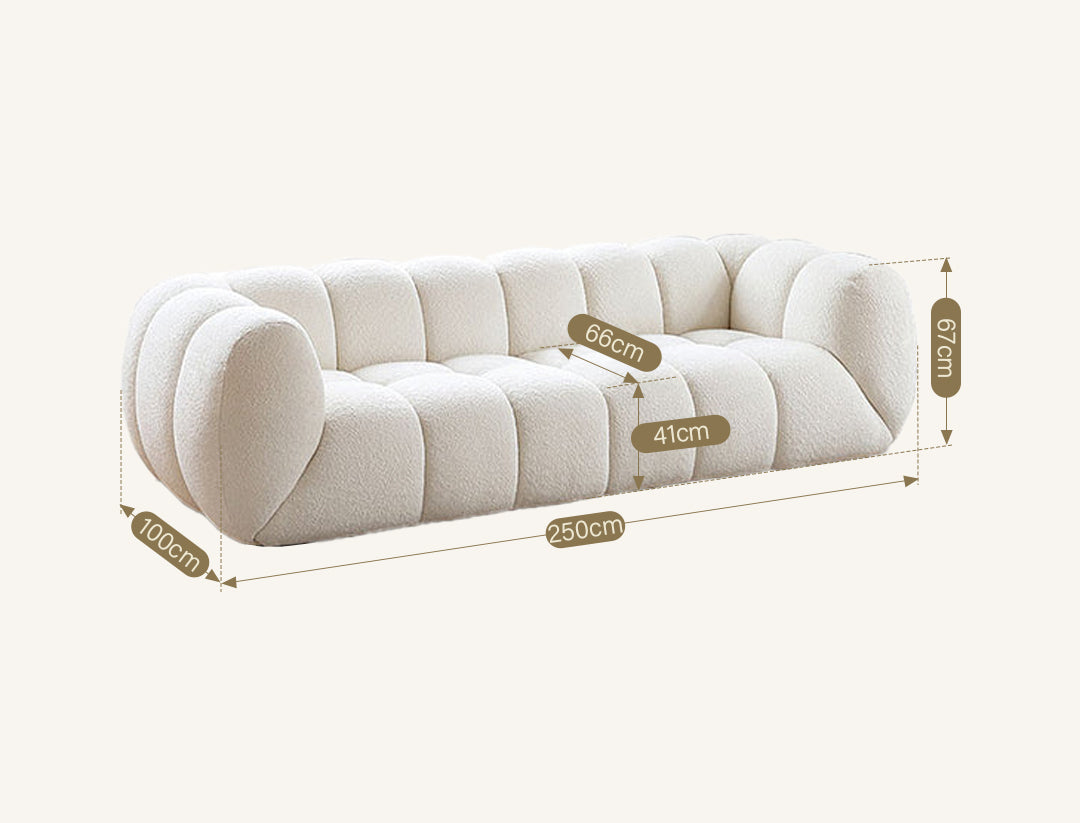 Randee BoBo Three Seater Sofa, White Boucle