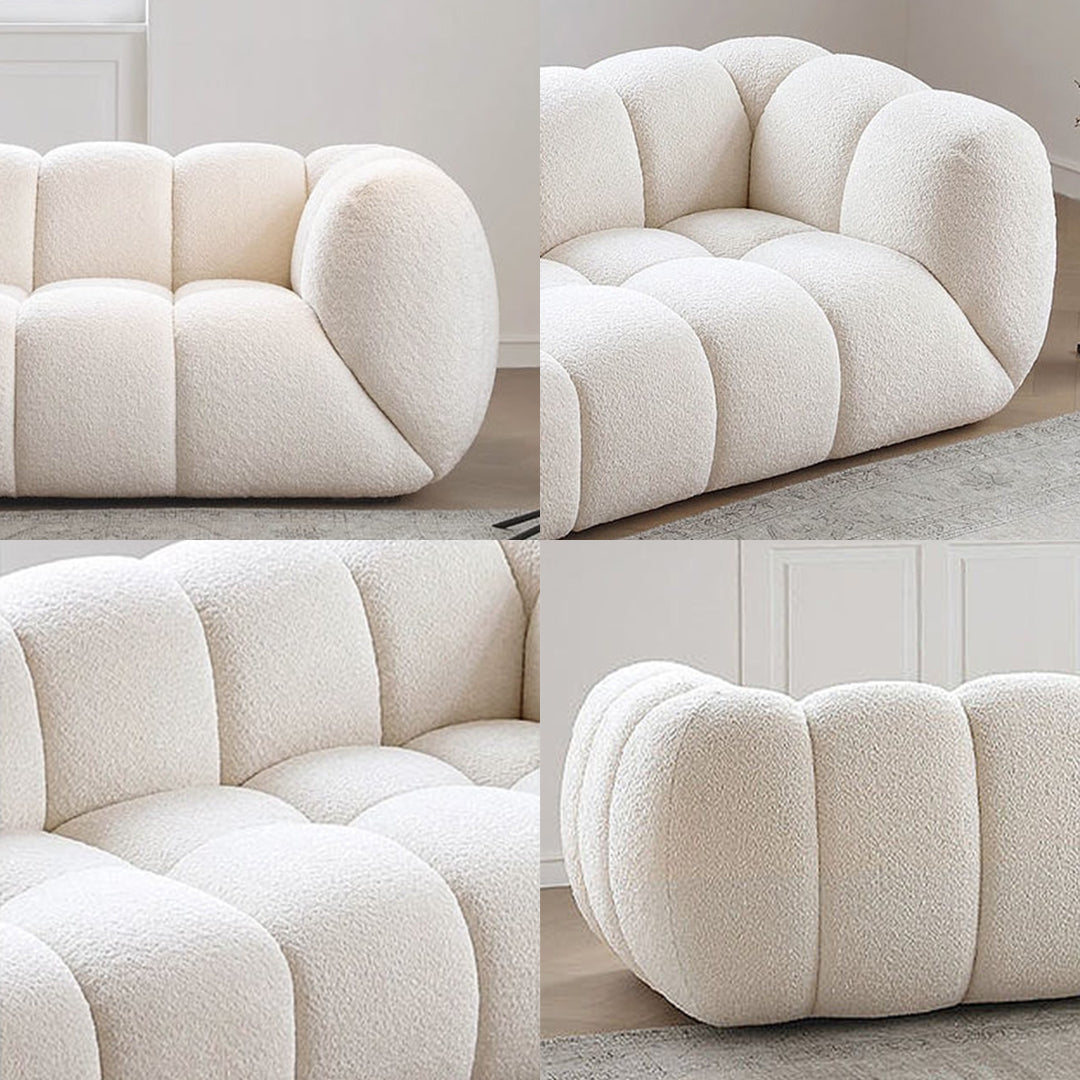 Randee BoBo Three Seater Sofa, White Boucle