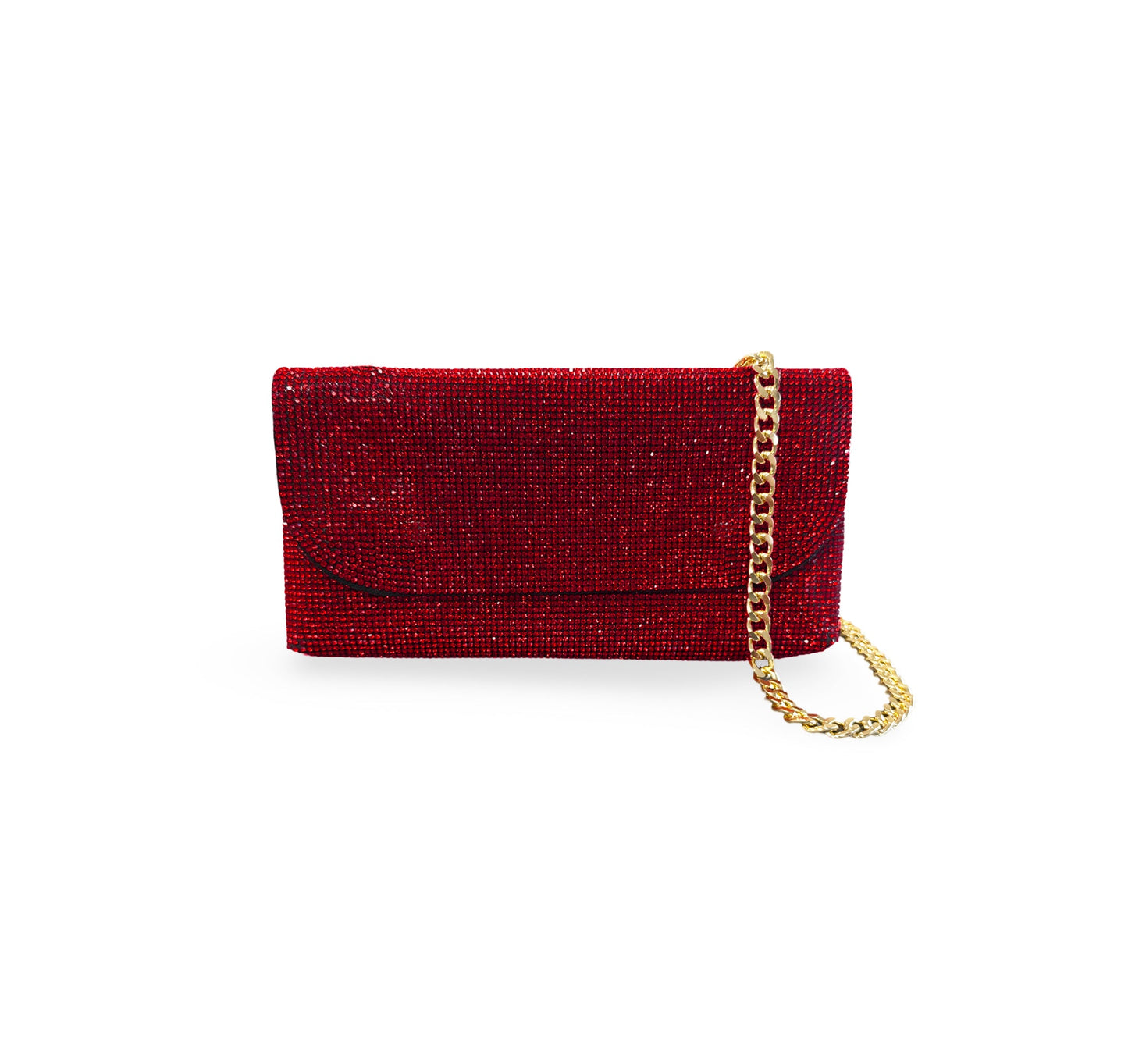 Caprilite Small Crossbody Bag Sparkly Crystal Clutch Fold Handbag Red