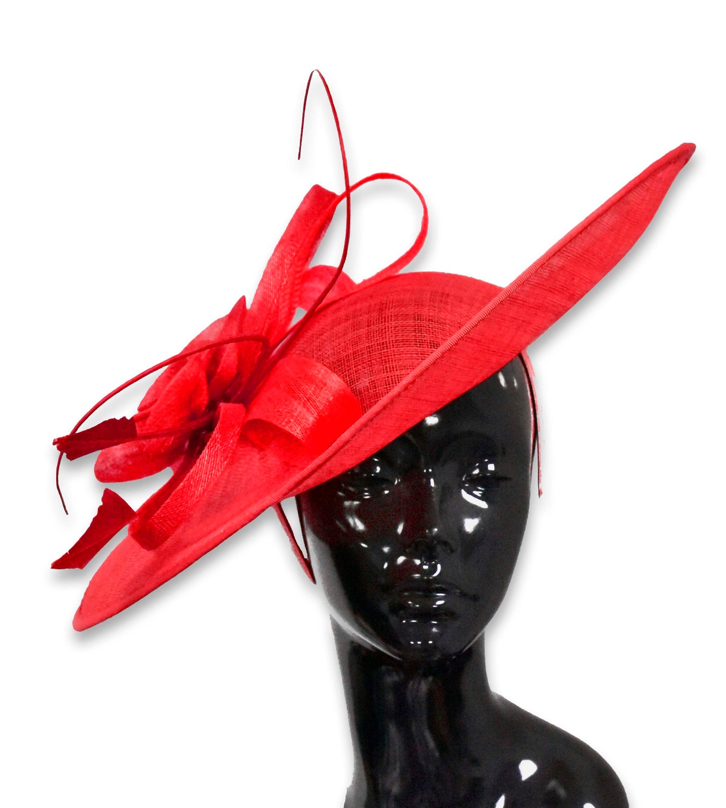 Red Burgundy 41cm Mix Large Sinamay Hatinator Disc Saucer Brim Hat Fascinator on Headband