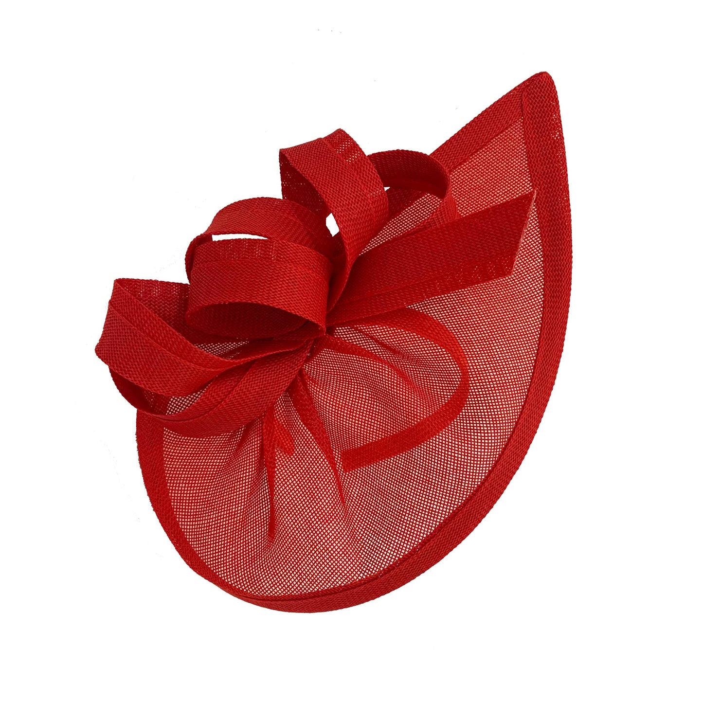 Caprilite Vegan Moon Hoop Fascinator Hat on Headband Wedding Ascot Races Bespoke Sinamay Disc - Red
