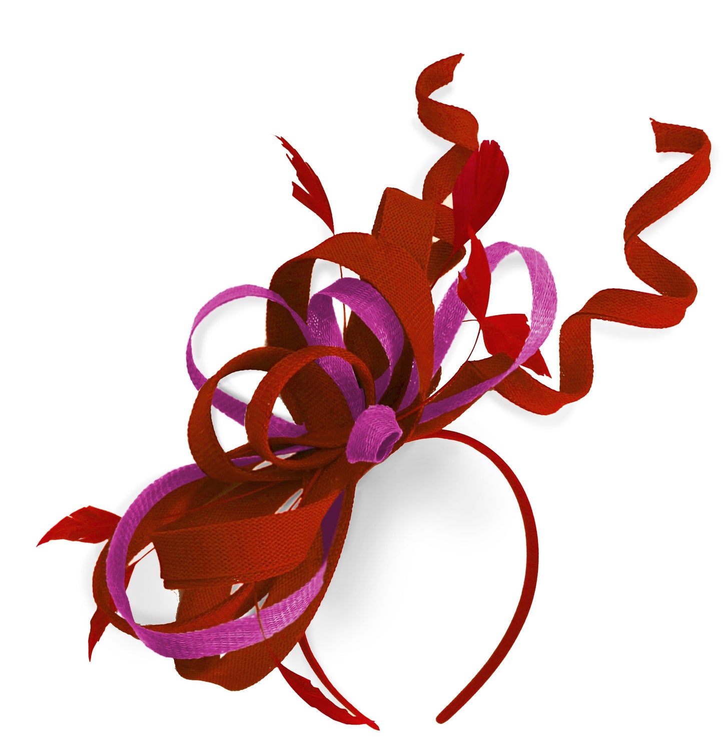 Caprilite Red and Fuchsia Wedding Swirl Fascinator Headband Alice Band Ascot Races Loop Net