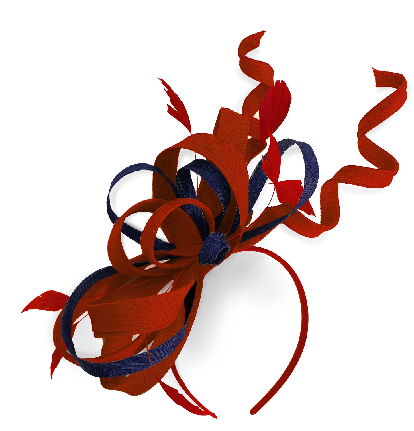 Caprilite Red and Navy Wedding Swirl Fascinator Headband Alice Band Ascot Races Loop Net