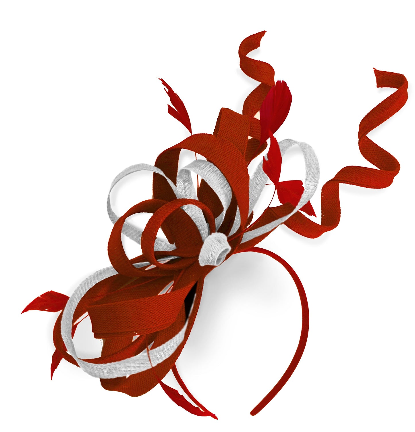 Caprilite Red and White Wedding Swirl Fascinator Headband Alice Band Ascot Races Loop Net