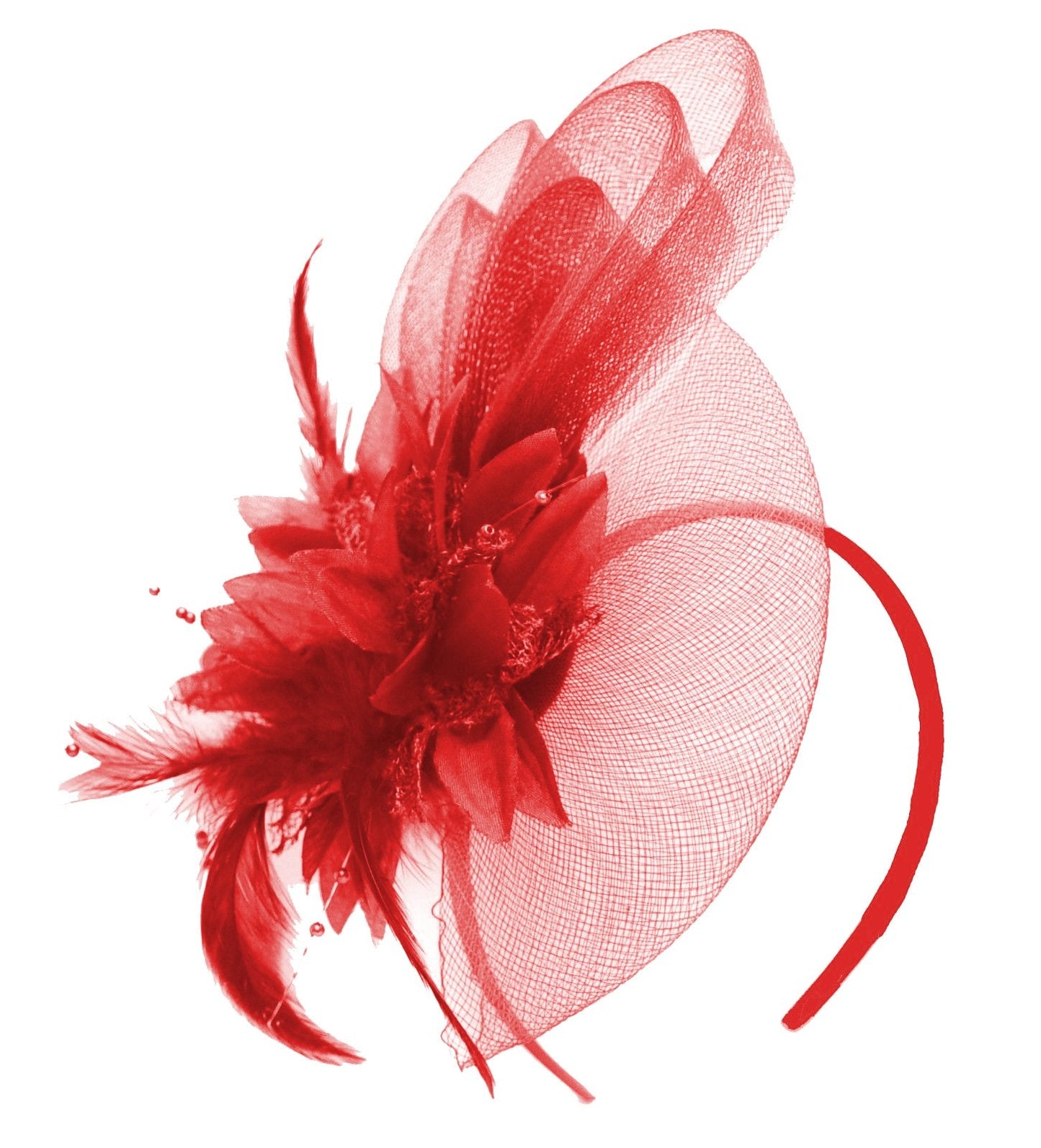 Scarlet Red Bow Veil Fascinator Veil on Headband