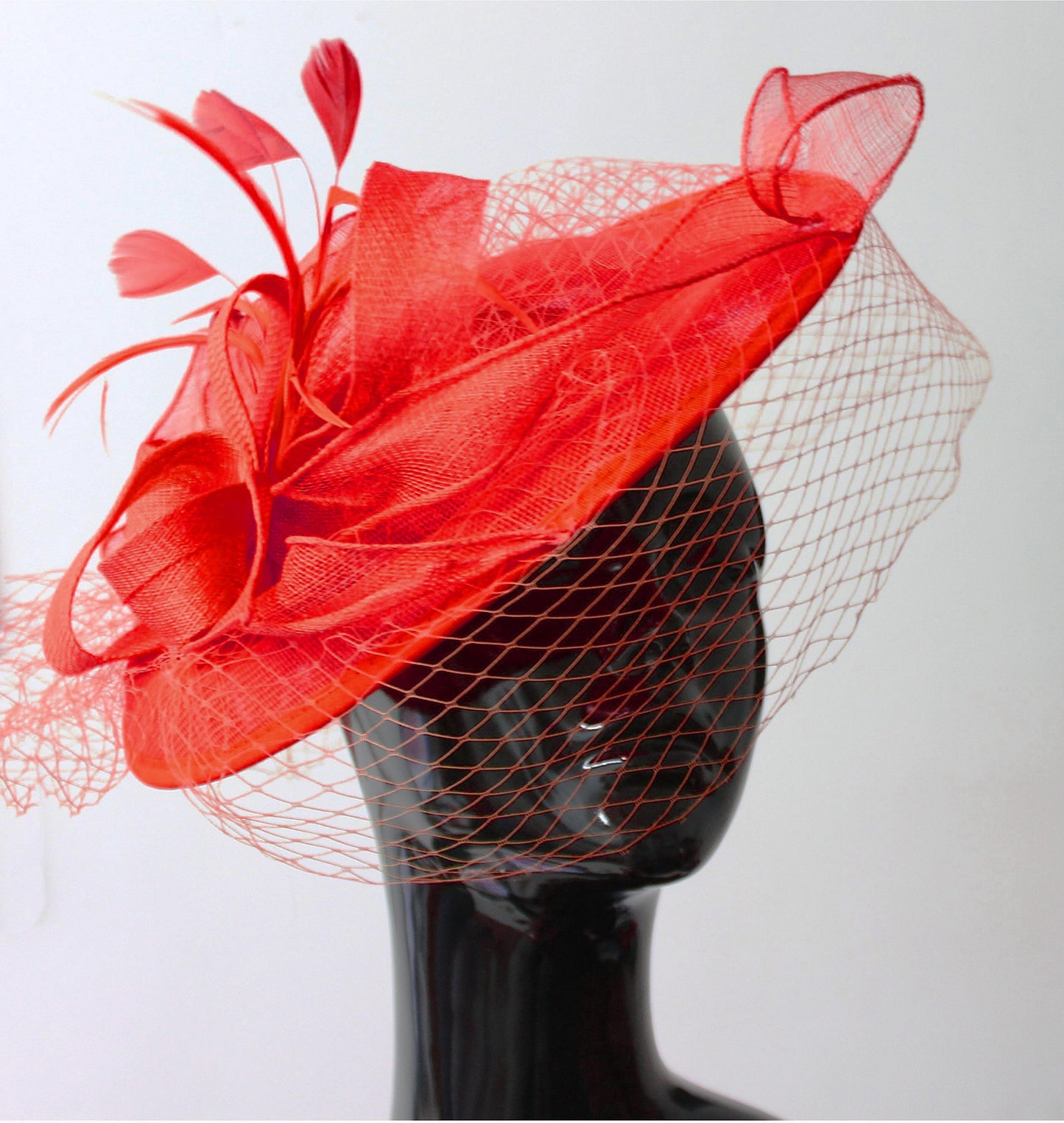 Caprilite Big Saucer Sinamay Birdcage Veil Fascinator On Headband Wedding Derby Ascot Races Ladies Hat