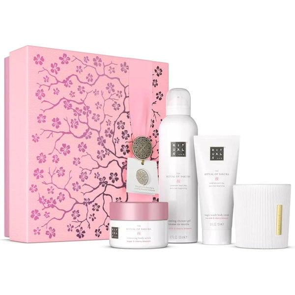 Rituals The Ritual of Sakura Gift Set - Shower Gel 200Ml - Body Cream 100Ml - Body Scrub 125G - Scented Candle 140G