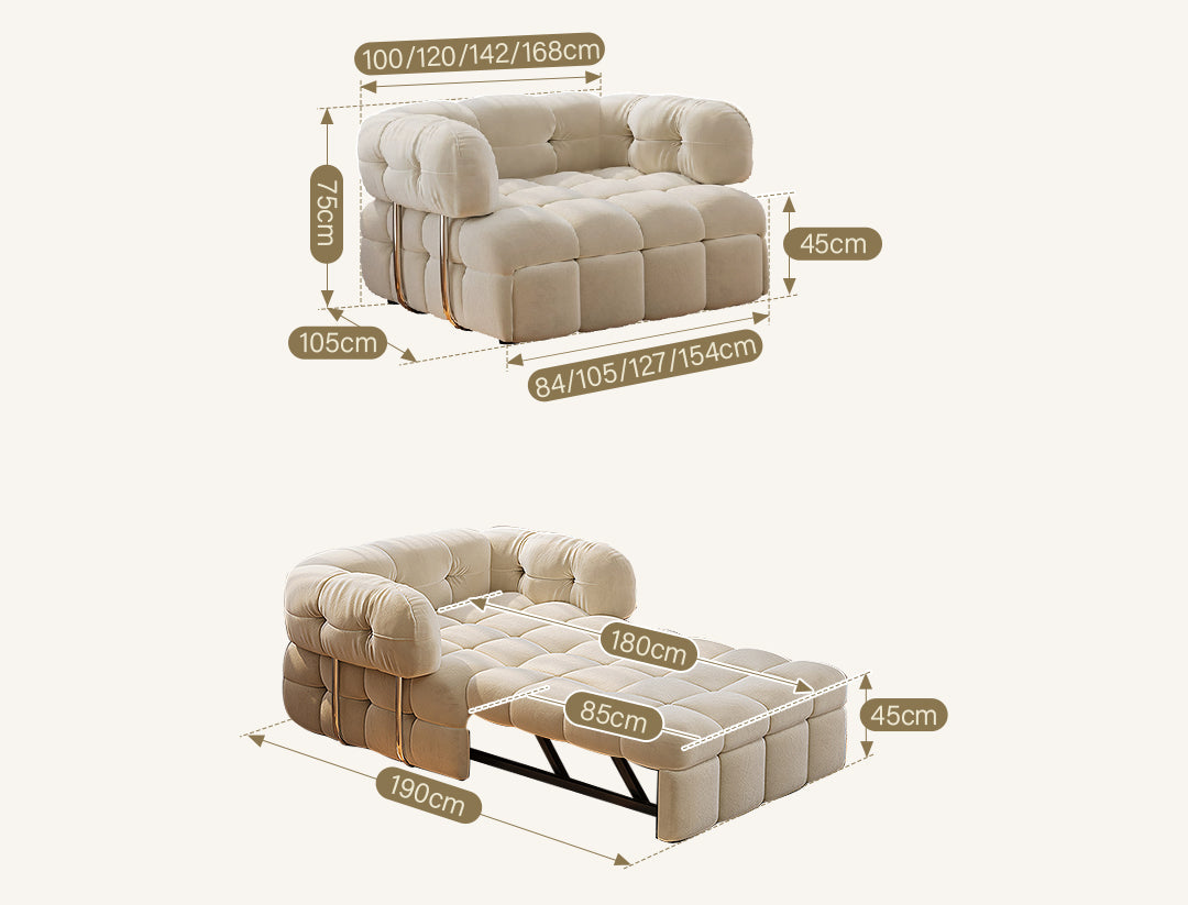 Rojas Single Sofa Bed, Armchair Sofa Bed, Cream