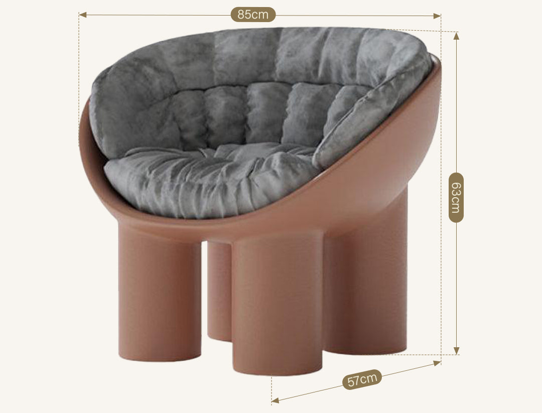 Roly Poly Fiberglass Armchair With Cushion, Grey