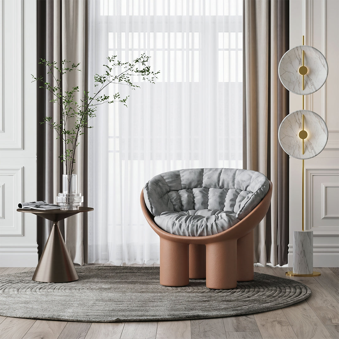 Roly Poly Fiberglass Armchair With Cushion, Grey