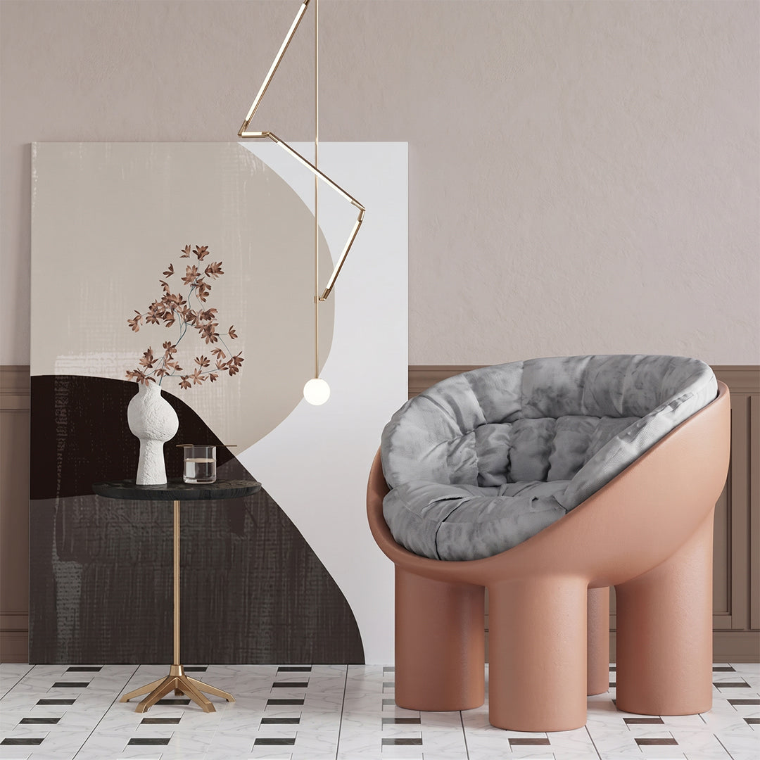 Roly Poly Fiberglass Armchair With Cushion, Black
