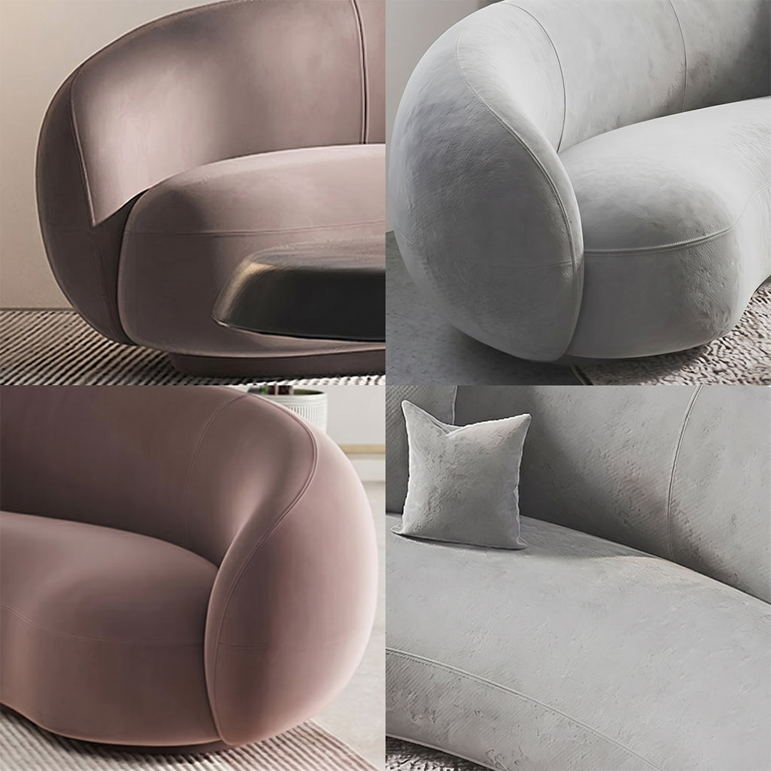 Romelia Three Seater Curved Sofa, Velvet