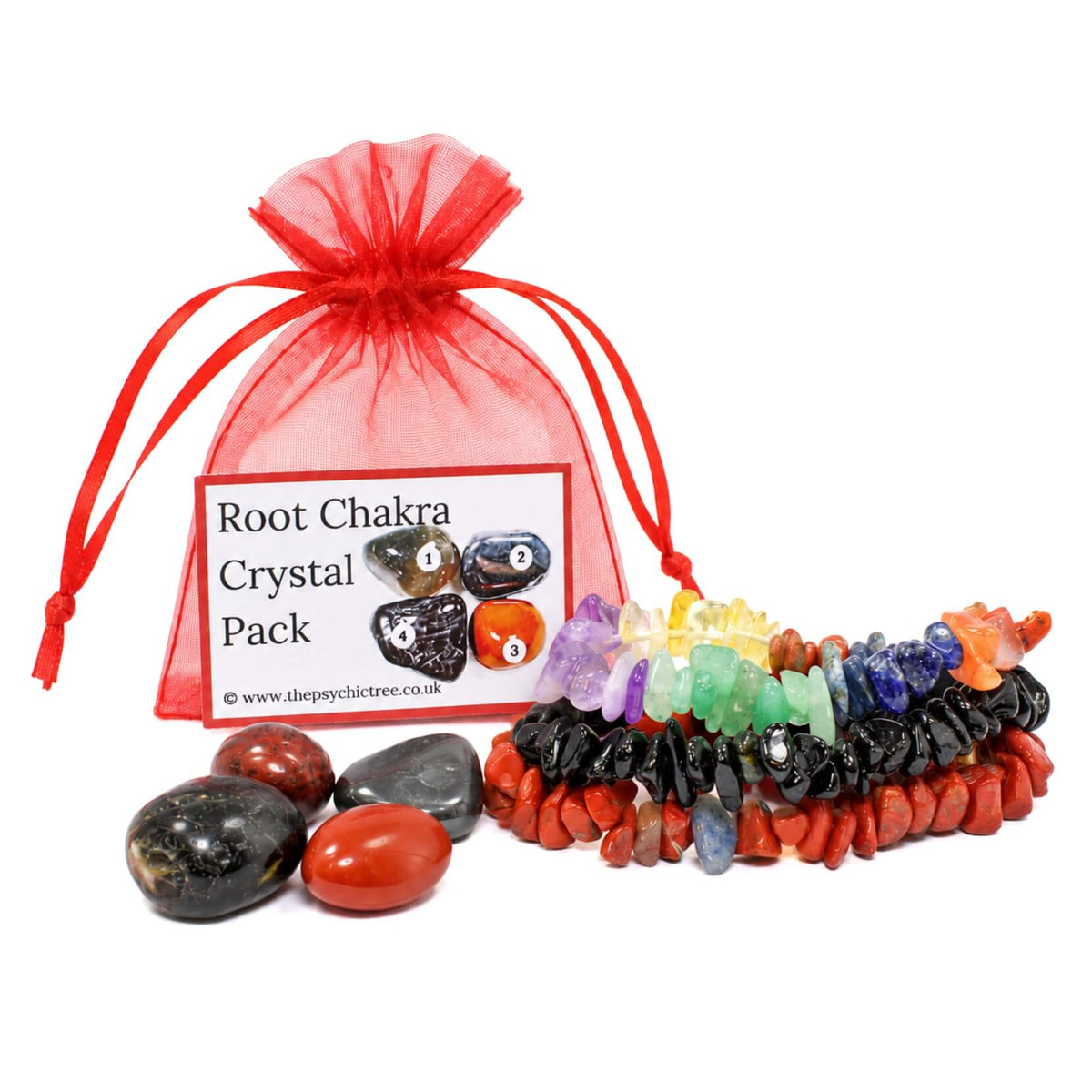 Root Chakra Healing Crystals & Bracelets Collection