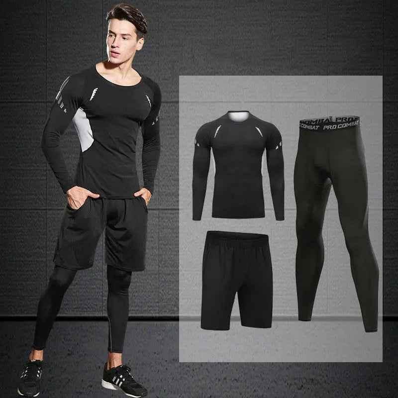 5 Piece Mens Fit Gym Clothes, Moisture-Wicking Fitness Hoodie Set