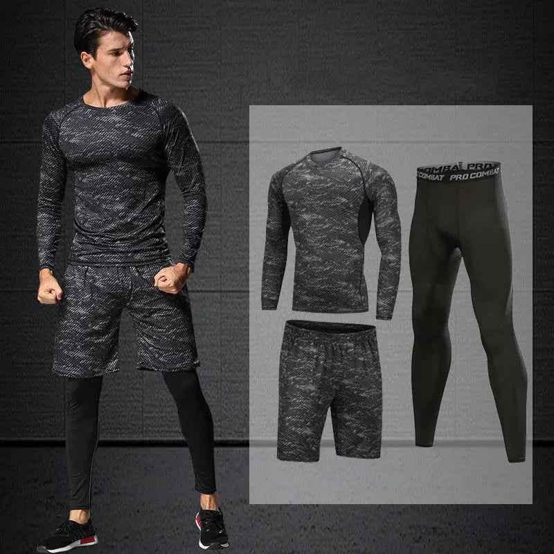 5 Piece Mens Fit Gym Clothes, Moisture-Wicking Fitness Hoodie Set