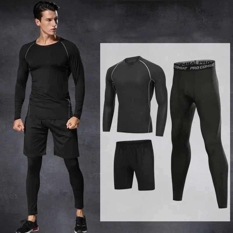 5 Piece Mens Fit Gym Clothes, Moisture-Wicking Fitness Hoodie Set