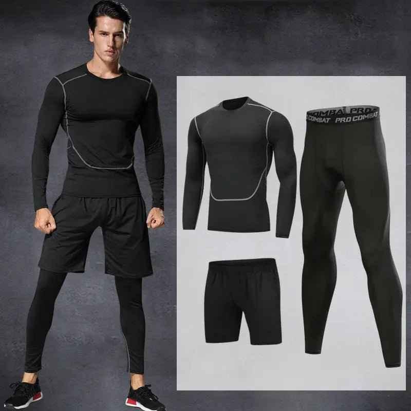 5 Piece Mens Fit Gym Clothes, Moisture-Wicking Fitness Hoodie Set