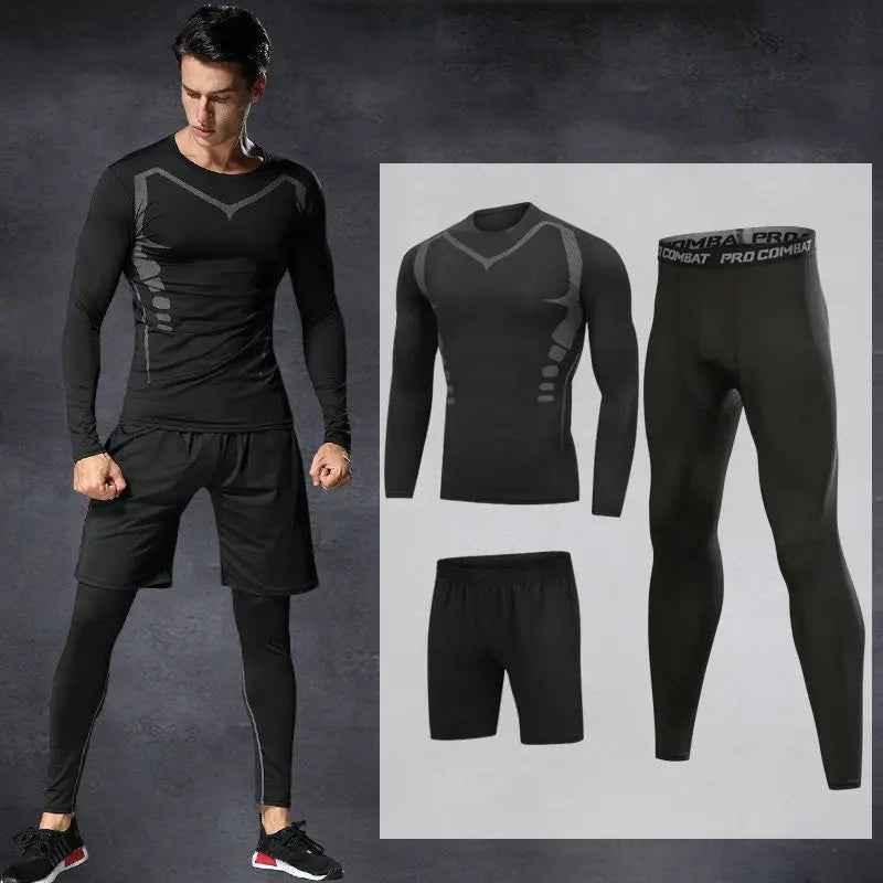 5 Piece Mens Fit Gym Clothes, Moisture-Wicking Fitness Hoodie Set