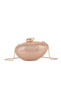 Rose Gold Crystal Embellished Asymmetric Clutch Bag