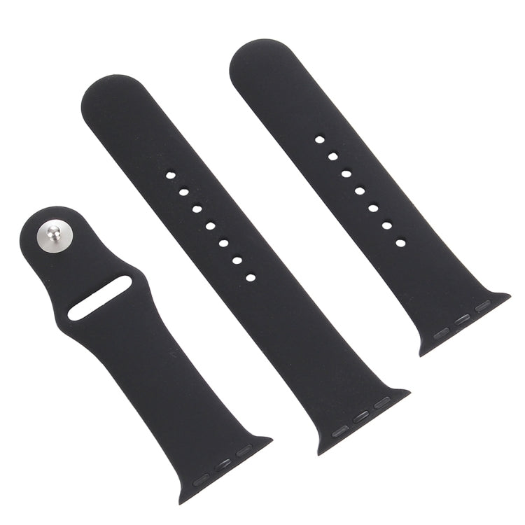 For Apple Watch Series 9&8&7 41mm / SE 3&SE 2&6&SE&5&4 40mm / 3&2&1 38mm 3 in 1 Rubber Watch Band with Pin Buckle(Black)