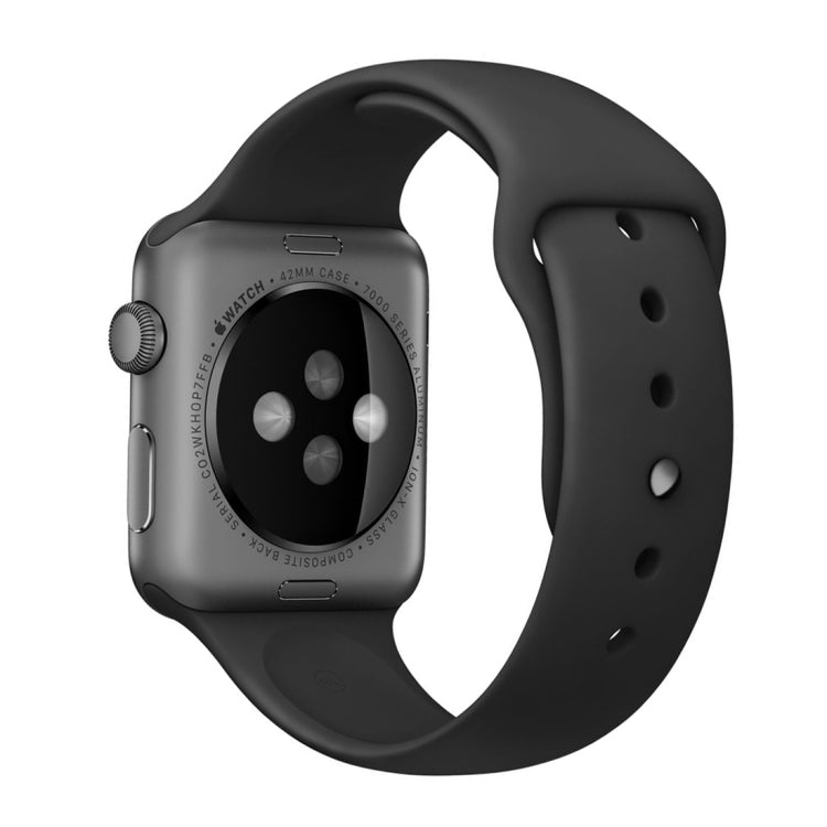 For Apple Watch Series 9&8&7 41mm / SE 3&SE 2&6&SE&5&4 40mm / 3&2&1 38mm 3 in 1 Rubber Watch Band with Pin Buckle(Black)