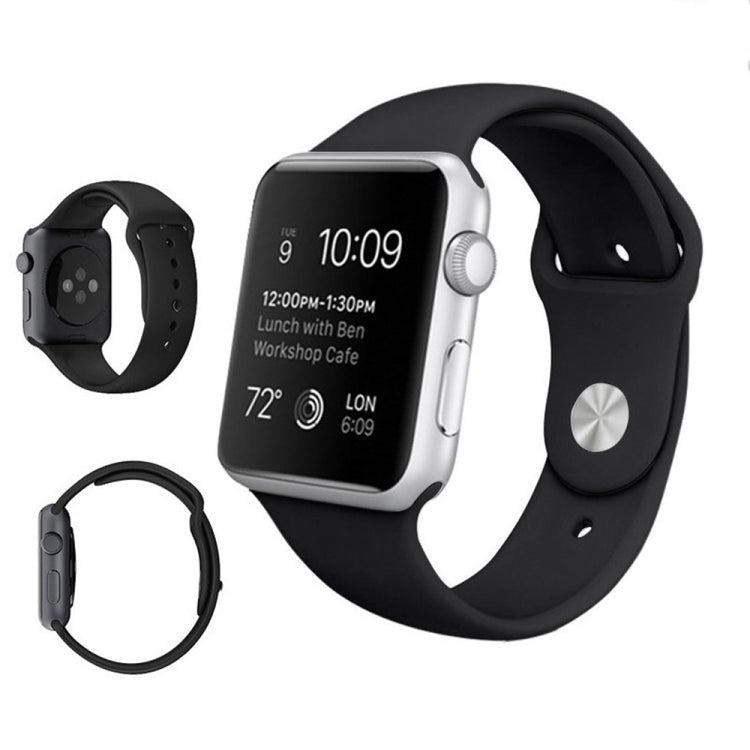 For Apple Watch Series 9&8&7 41mm / SE 3&SE 2&6&SE&5&4 40mm / 3&2&1 38mm 3 in 1 Rubber Watch Band with Pin Buckle(Black)