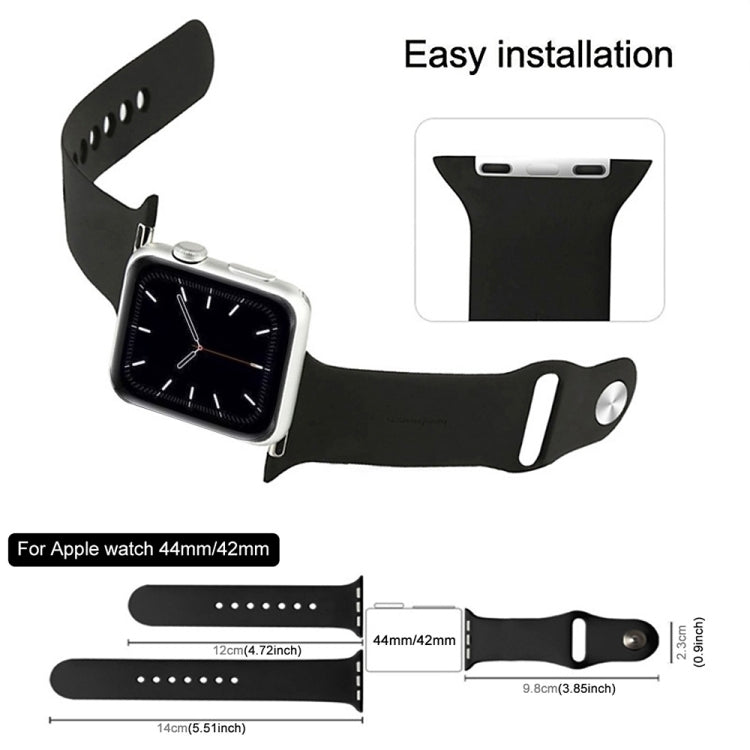 For Apple Watch Series 9&8&7 41mm / SE 3&SE 2&6&SE&5&4 40mm / 3&2&1 38mm 3 in 1 Rubber Watch Band with Pin Buckle(Black)