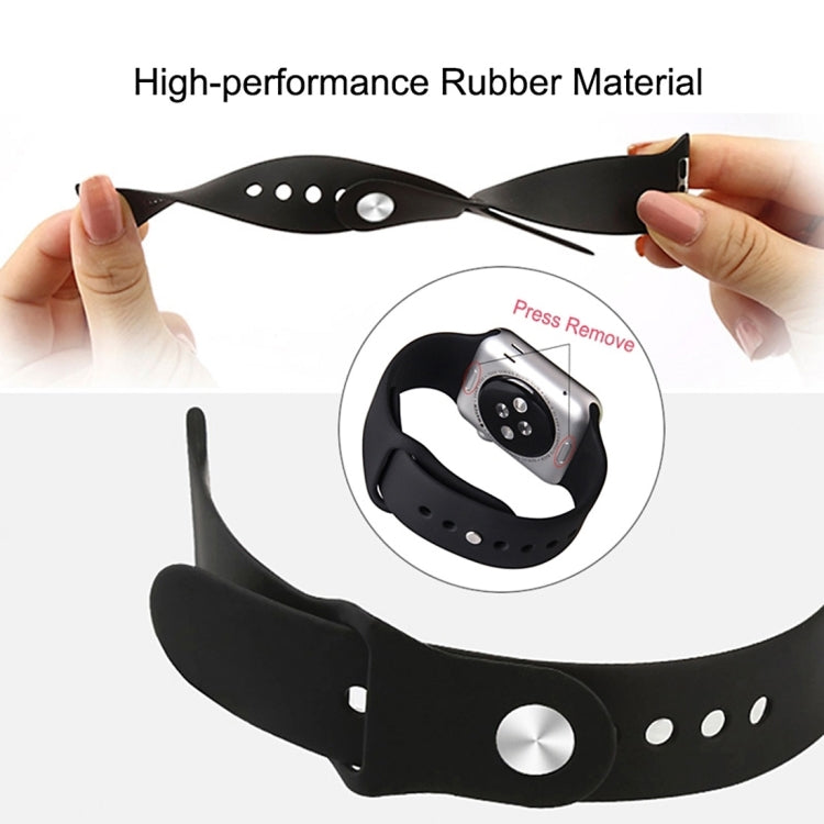 For Apple Watch Series 9&8&7 41mm / SE 3&SE 2&6&SE&5&4 40mm / 3&2&1 38mm 3 in 1 Rubber Watch Band with Pin Buckle(Black)