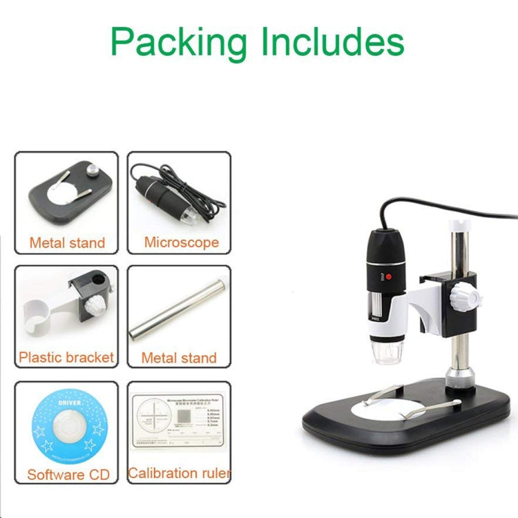 DMS-MDS800 40X-800X Magnifier 2.0MP Image Sensor USB Digital Microscope with 8 LEDs & Professional Stand, 40X-800X