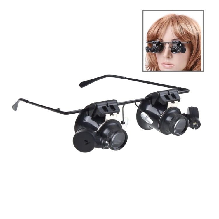 20X Glasses Type Watch  Loupe Magnifier with LED Light(Black)