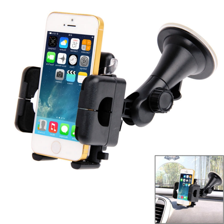 Universal 360° Rotation Suction Cup Car Holder / Desktop Stand for Smartphones (5.1-10.5cm Width), Compatible with iPhone, Galaxy, Sony, Lenovo, HTC, Huawei, and More