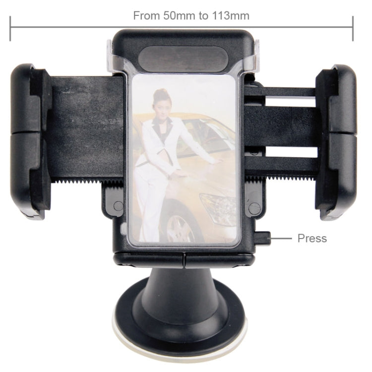 Universal 360° Rotation Suction Cup Car Holder / Desktop Stand for Smartphones (5.1-10.5cm Width), Compatible with iPhone, Galaxy, Sony, Lenovo, HTC, Huawei, and More