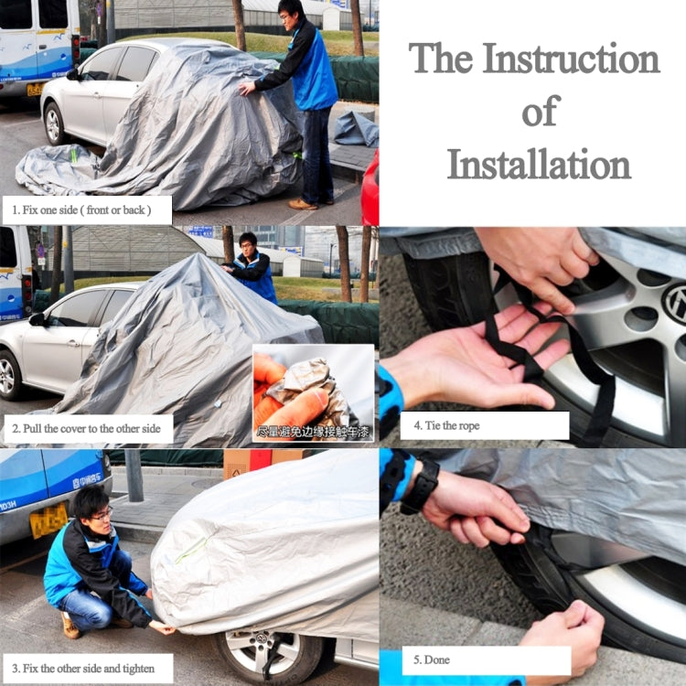 PEVA Anti-Dust Waterproof Sunproof Sedan Car Cover with Warning Strips, Fits Cars up to 5.1m(199 inch) in Length, 199inch (XXL)
