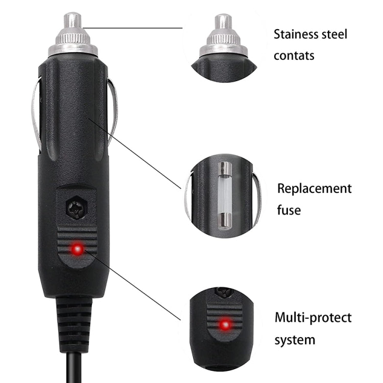 2A 5.5 x 2.1mm DC Power Supply Adapter Plug Coiled Cable Car Charger, Length: 40-140cm, 5.5 x 2.1mm